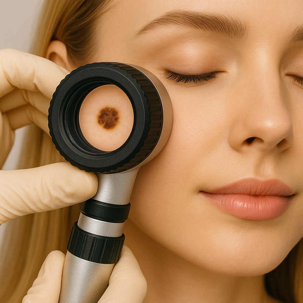 Dermatologické vyšetrenie pigmentového znamienka pomocou dermatoskopu<br />
